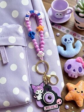 Adorable Kuromi Mini Camera Keychain Backpack Clip